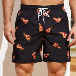 MANFINITY SWIMMODE PIZZA PRINT DRAWSTRING MEN''S SWIM TRUNKS SIZE 4XL